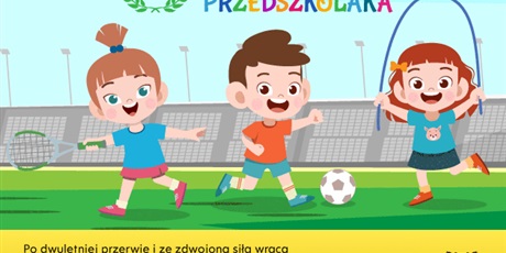 Powiększ grafikę: Baner Gdańskiej Spartakiady, dzieci biorące udział w zawodach.