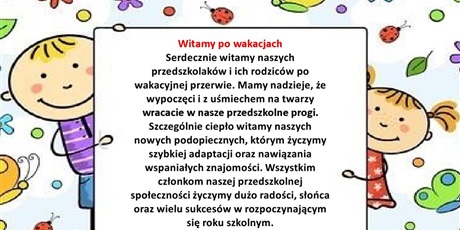 Witamy po wakacjach.